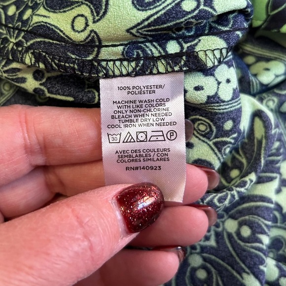 LOFT Women's Green Navy Floral Print Long Sleeve Pleated V-Neck‎ Dress Medium - Picture 5 of 5